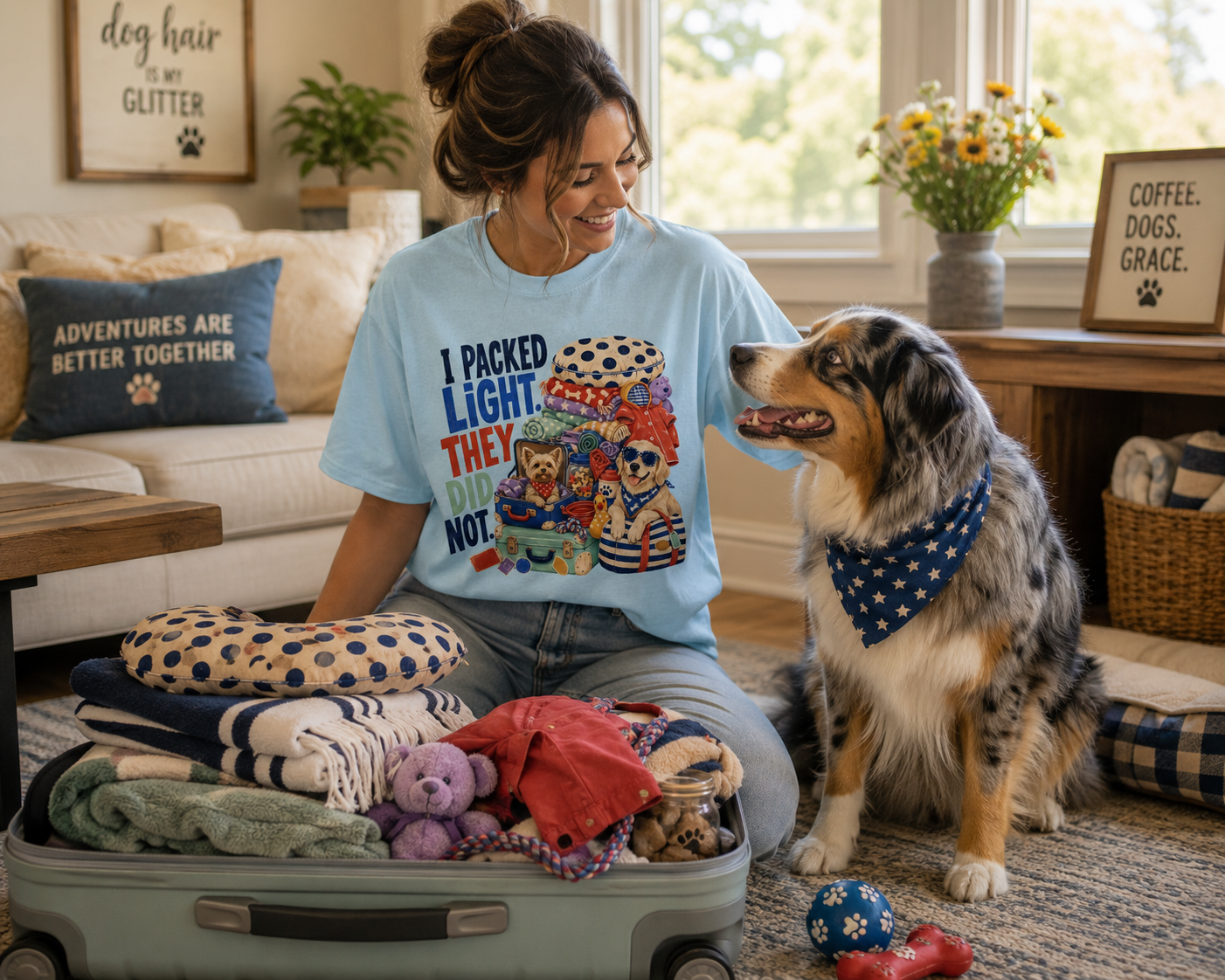 I Packed Light They Did Not T-Shirt | Comfort Colors 1717 Funny Dog Mom Travel Tee