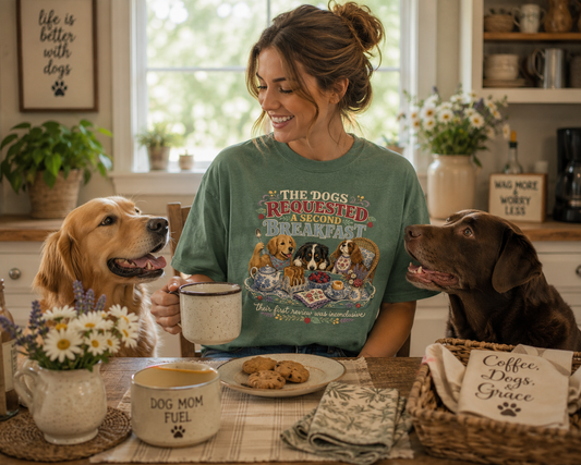 The Dogs Requested a Second Breakfast T-Shirt | Comfort Colors 1717 Funny Dog Mom Tee