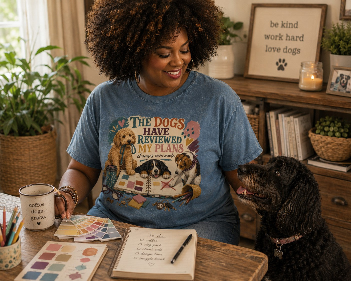 The Dogs Have Reviewed My Plans T-Shirt | Funny Dog Mom Comfort Colors 1717 Graphic Tee