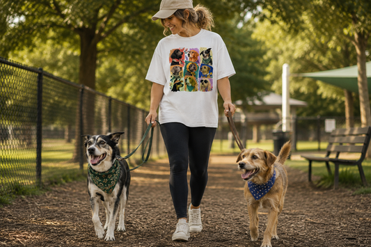 Colorful Dog Portrait Collage T-Shirt | Comfort Colors 1717 Dog Mom Graphic Tee