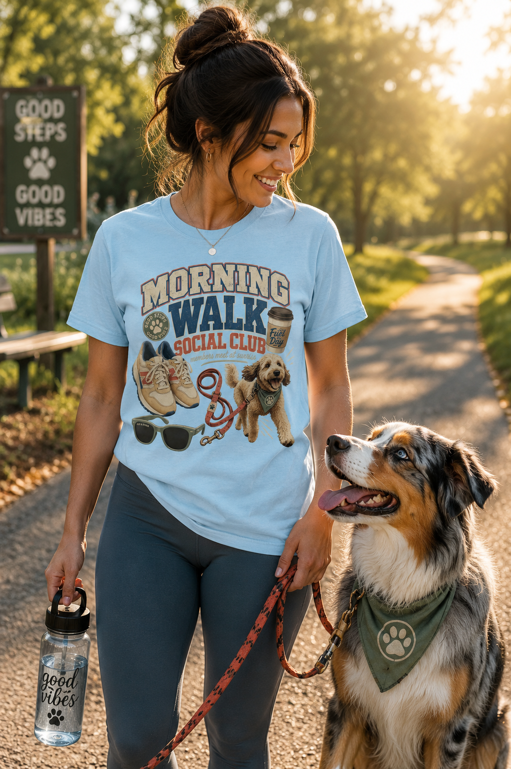 Morning Walk Social Club T-Shirt | Comfort Colors 1717 Dog Mom Walking Tee