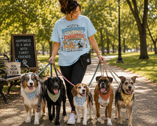 Neighborhood Walk Committee T-Shirt | Dog Mom Club Comfort Colors 1717 Funny Dog Walking Graphic Tee
