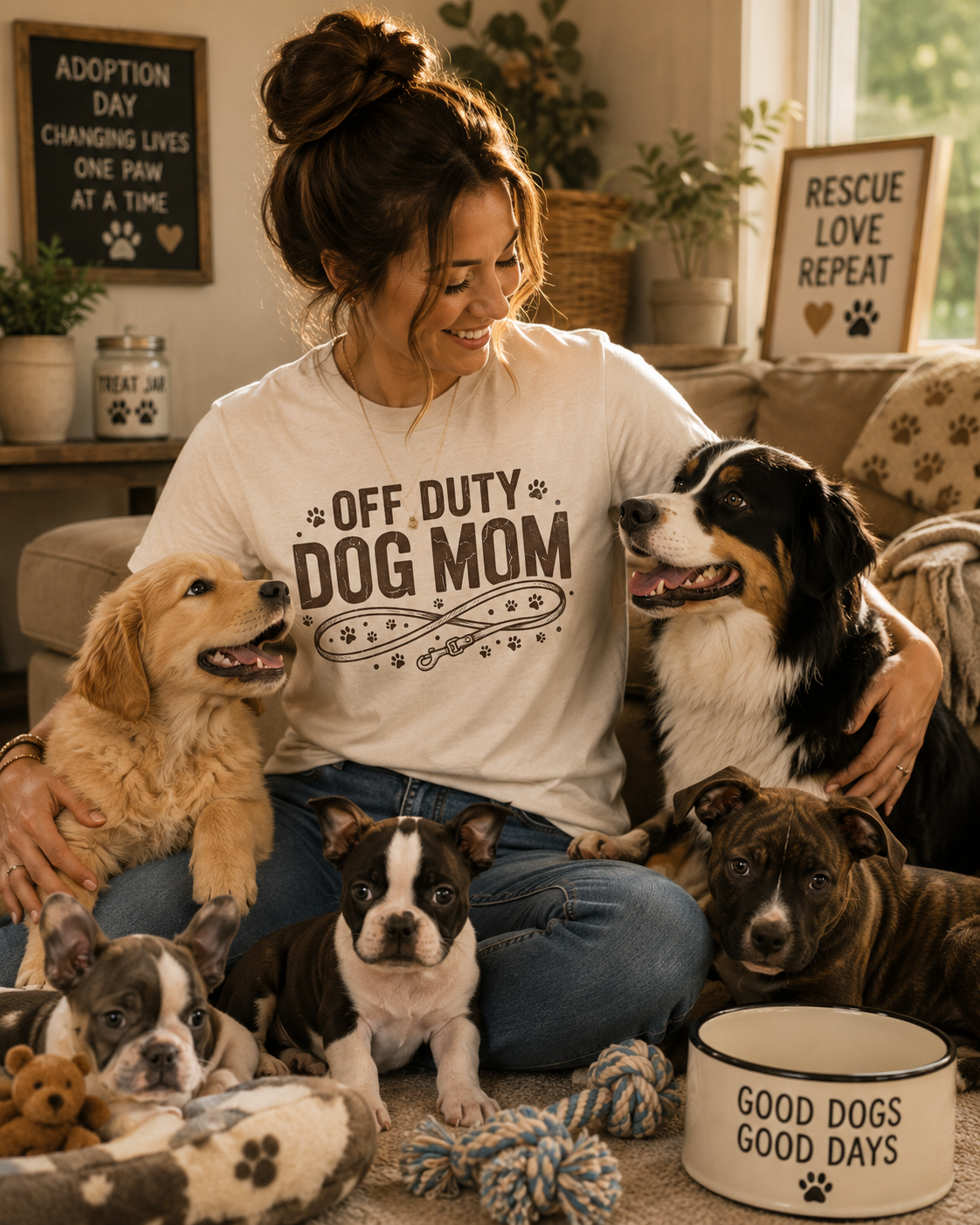 Off Duty Dog Mom T-Shirt | Comfort Colors 1717 Minimalist Dog Mom Graphic Tee