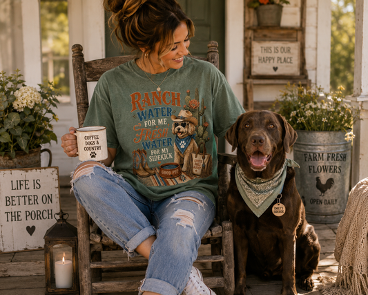 Ranch Water for Me, Fresh Water for My Sidekick T-Shirt | Funny Western Dog Mom Comfort Colors 1717