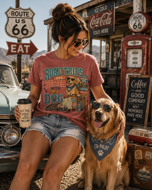 Road Trips Are Better With My Dog T-Shirt | Comfort Colors 1717 Dog Mom Tee