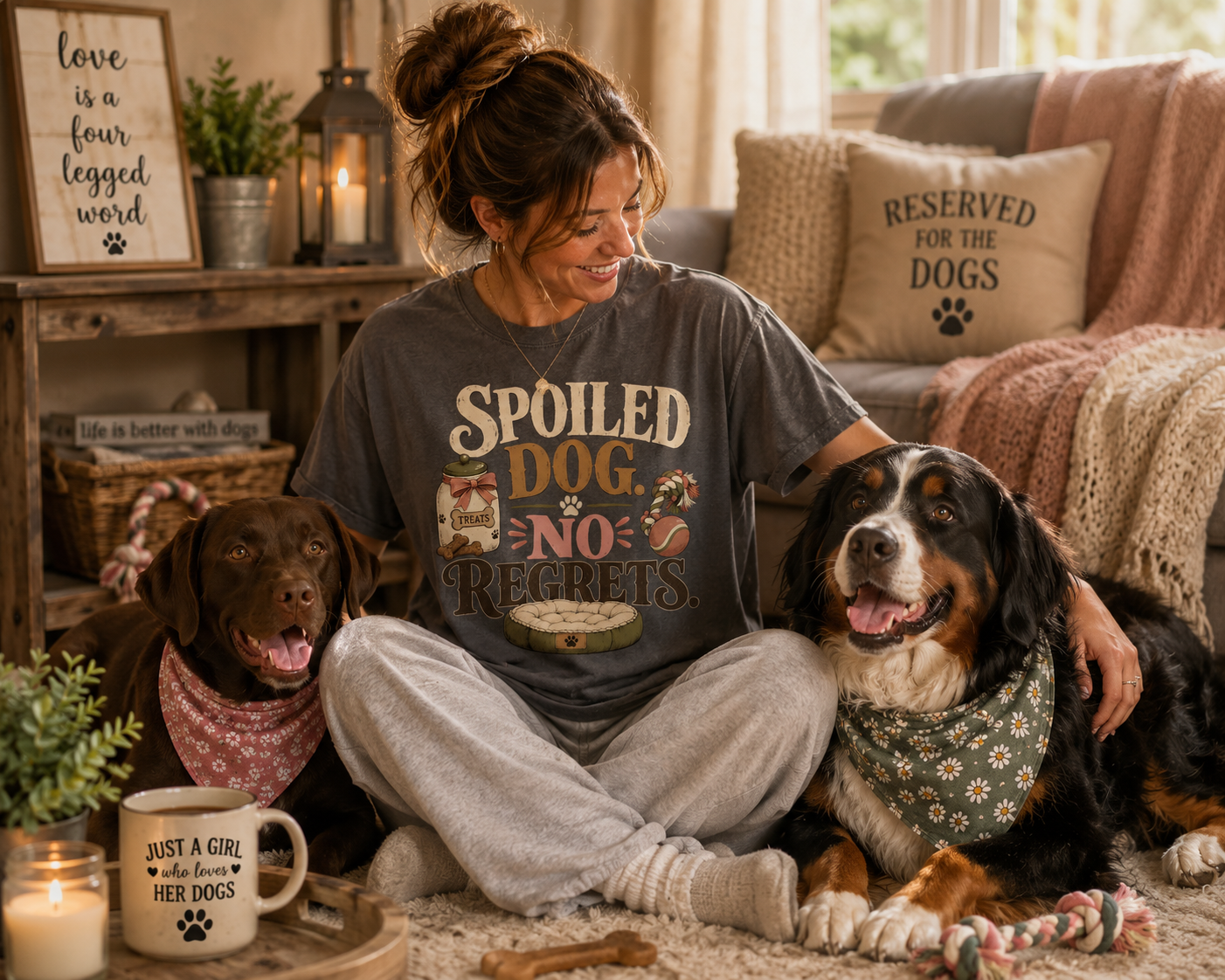 Spoiled Dog No Regrets T-Shirt | Funny Dog Mom Comfort Colors 1717