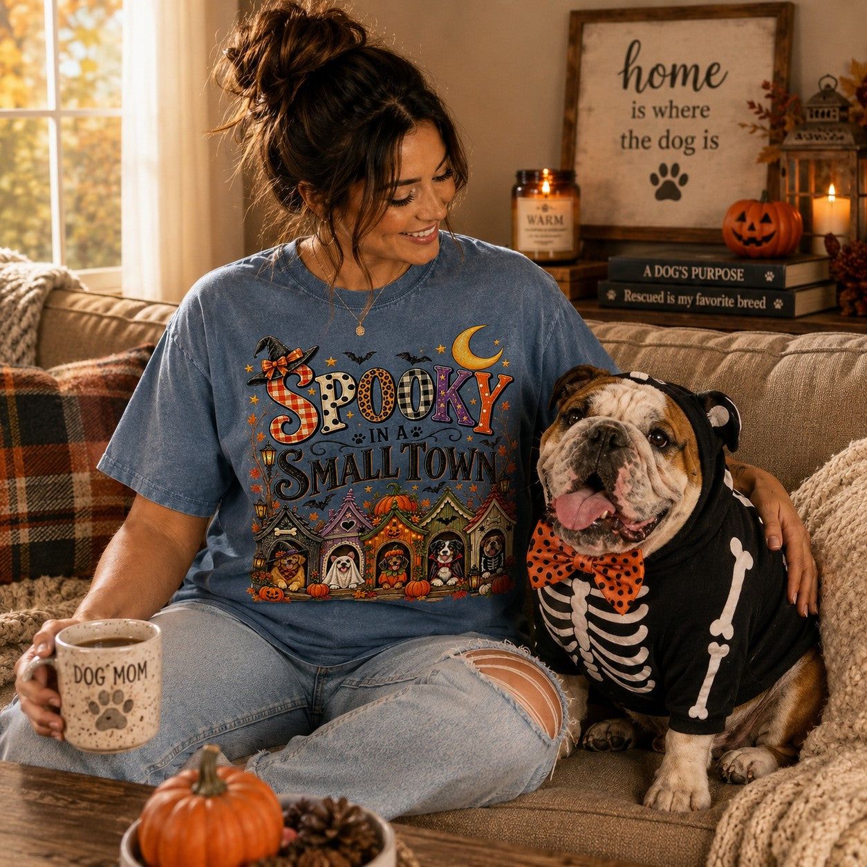 Spooky in a Small Town T-Shirt | Dog Mom Halloween Comfort Colors 1717