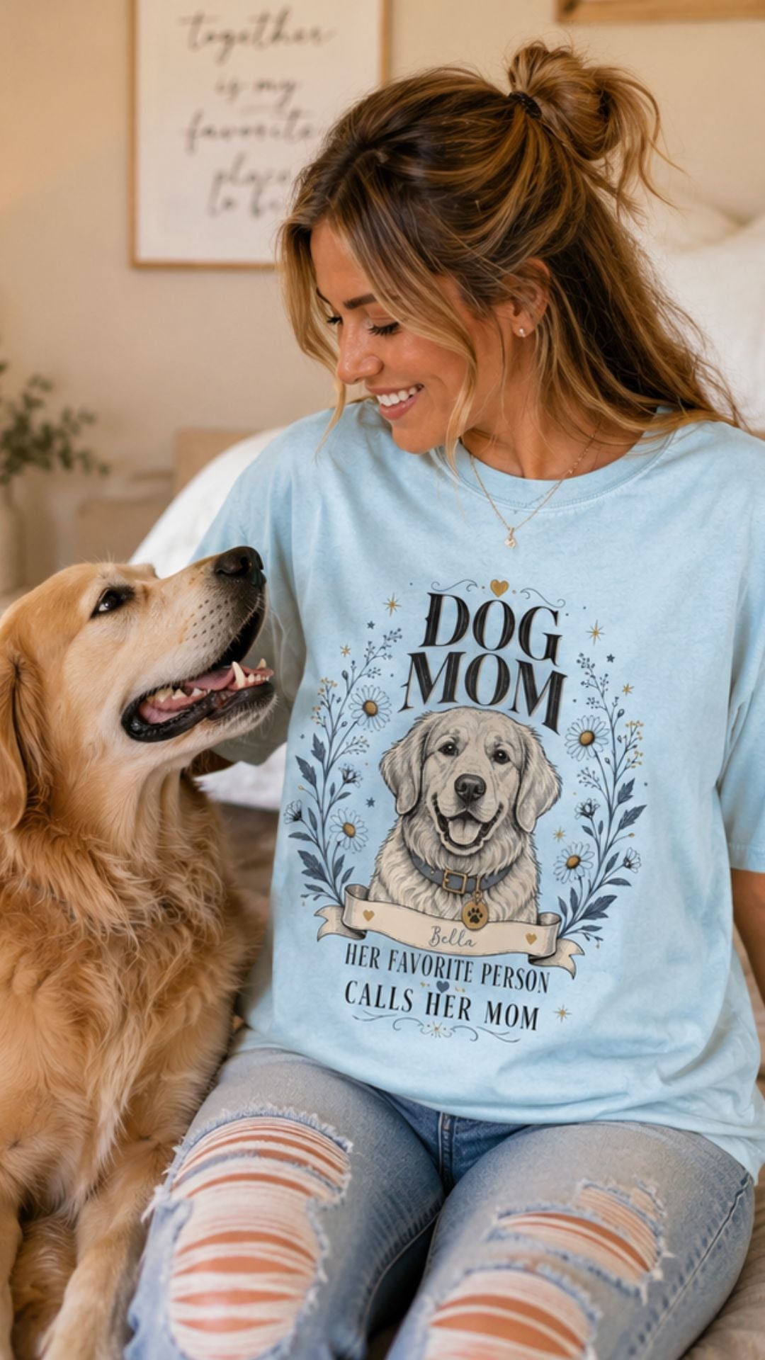 Personalized Dog Mom T-Shirt | Her Favorite Person Calls Her Mom Comfort Colors 1717