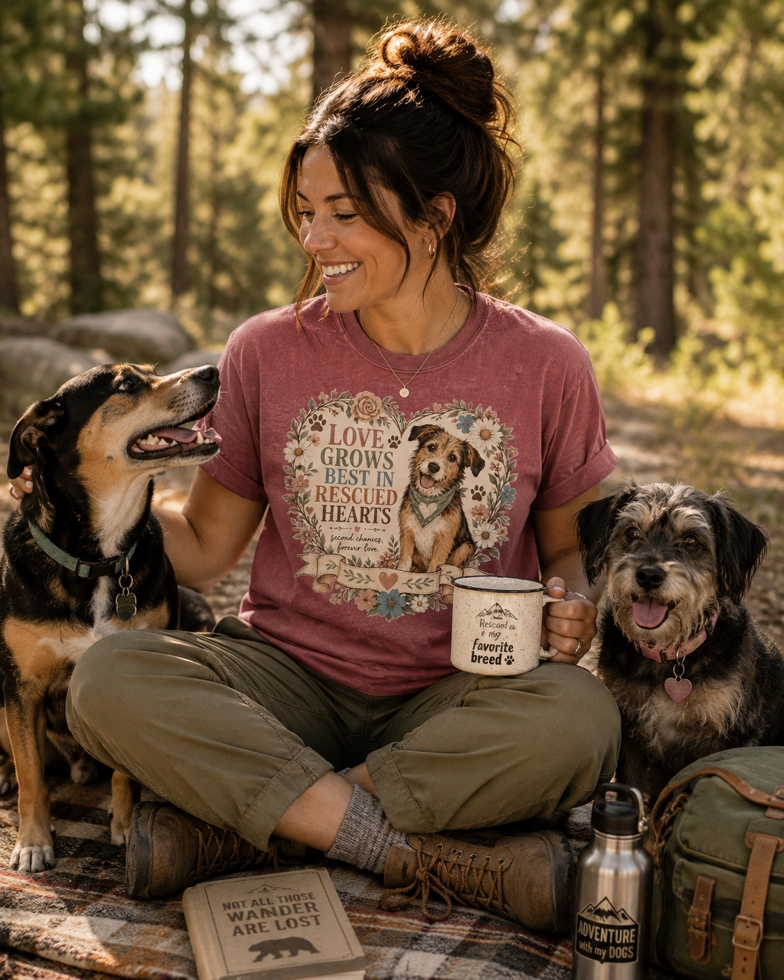 Love Grows Best in Rescued Hearts T-Shirt | Comfort Colors 1717 Rescue Dog Mom Tee